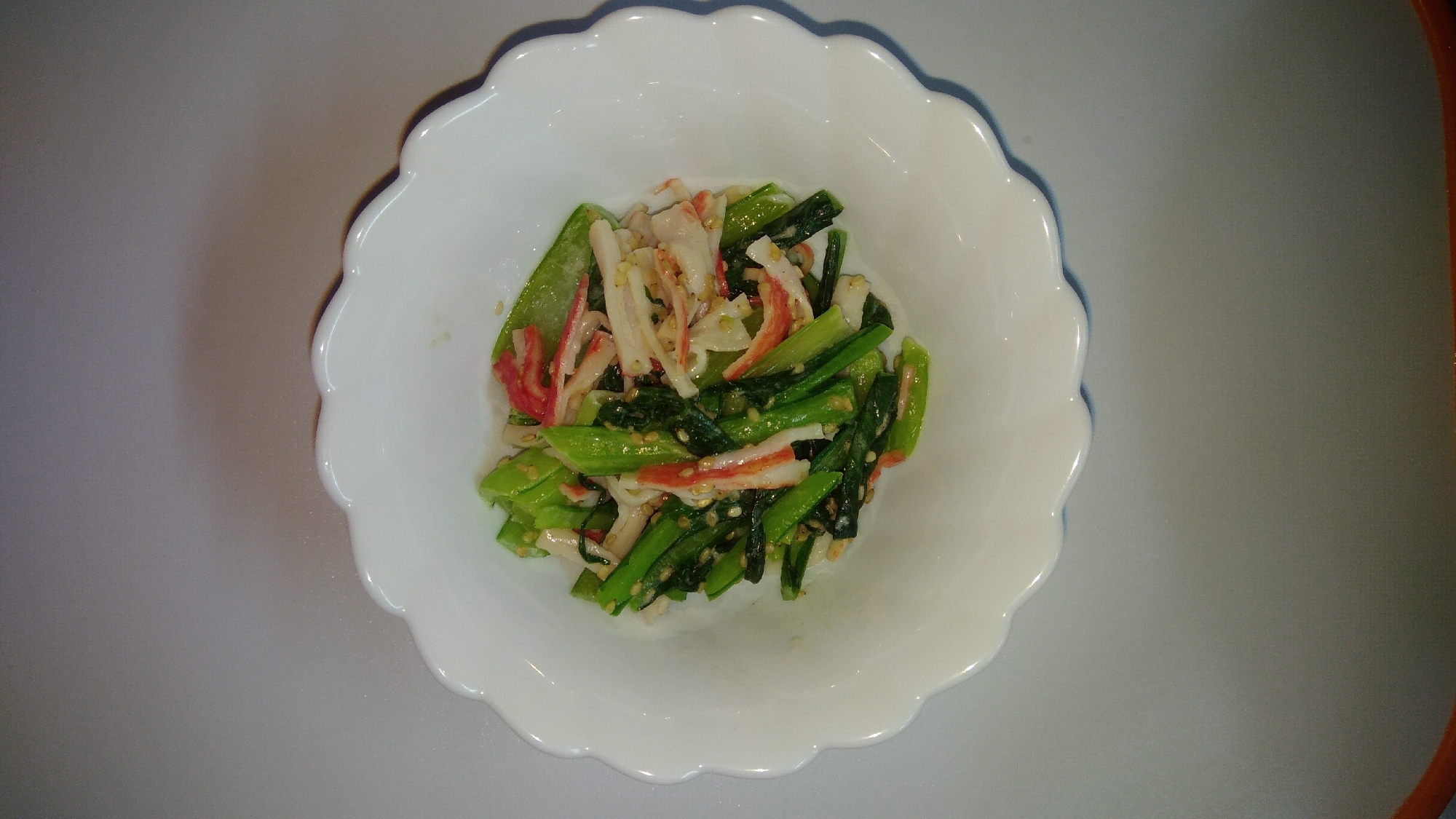 小松菜とカニカマのマヨ炒め