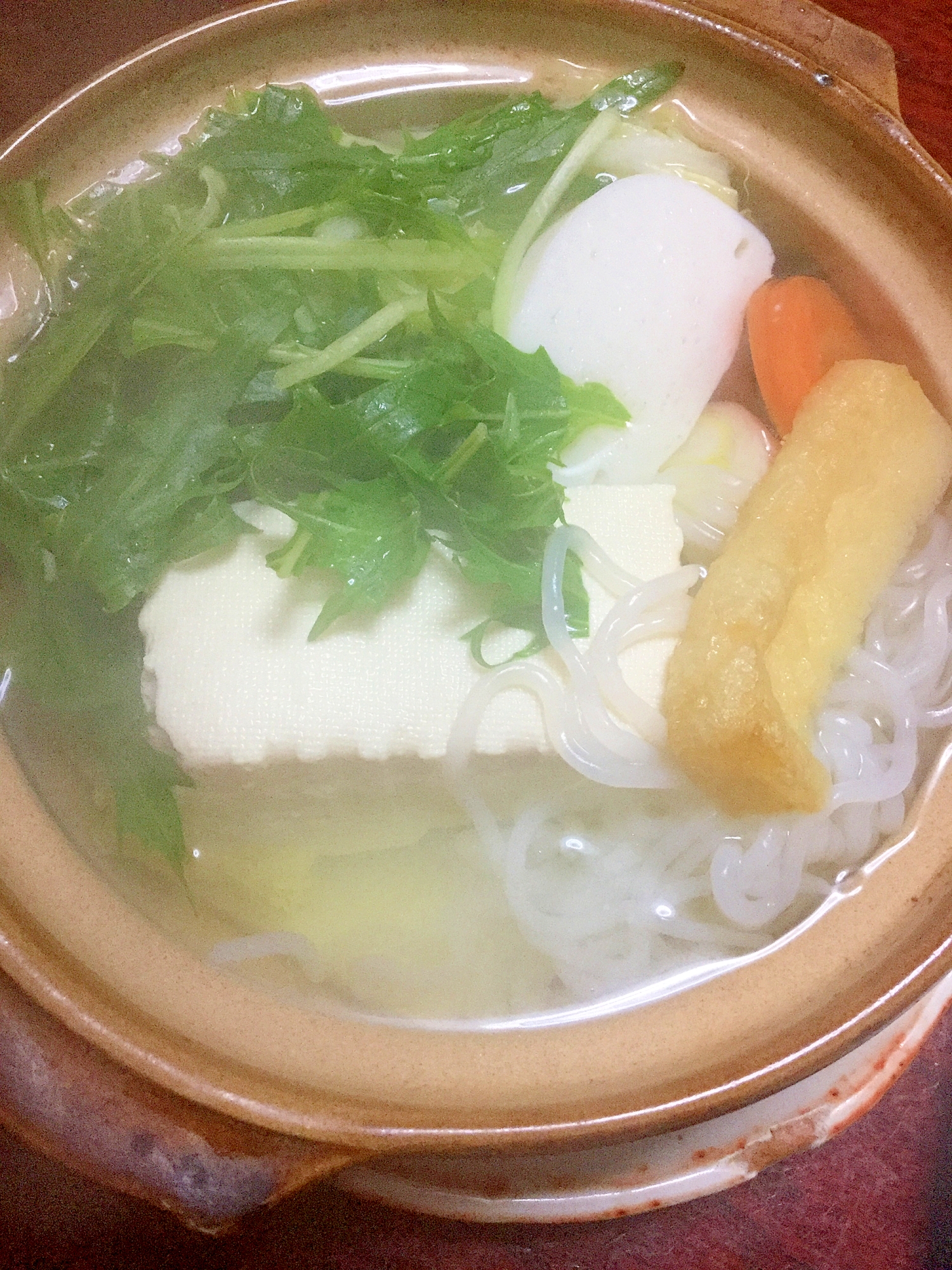 水菜とカマボコの湯豆腐鍋【ぽっかぽかグルメ！】