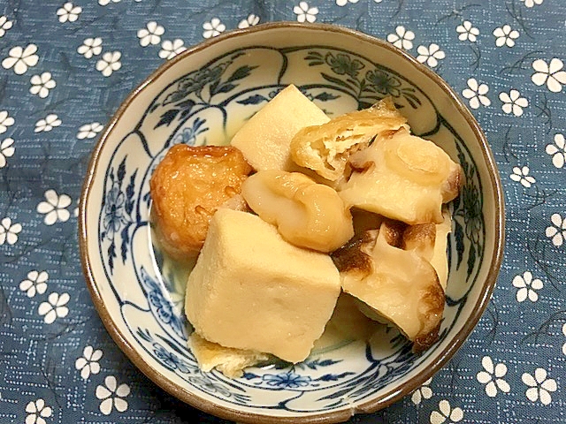 お麩と高野豆腐とちくわの煮物