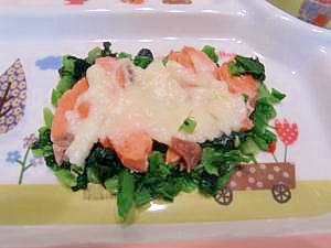 【離乳食】鮭とほうれん草のホワイトソースがけ