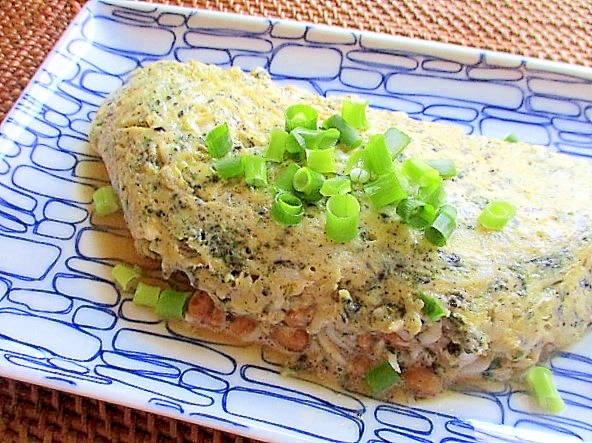 しらすと納豆と海苔のとろとろオムレツ