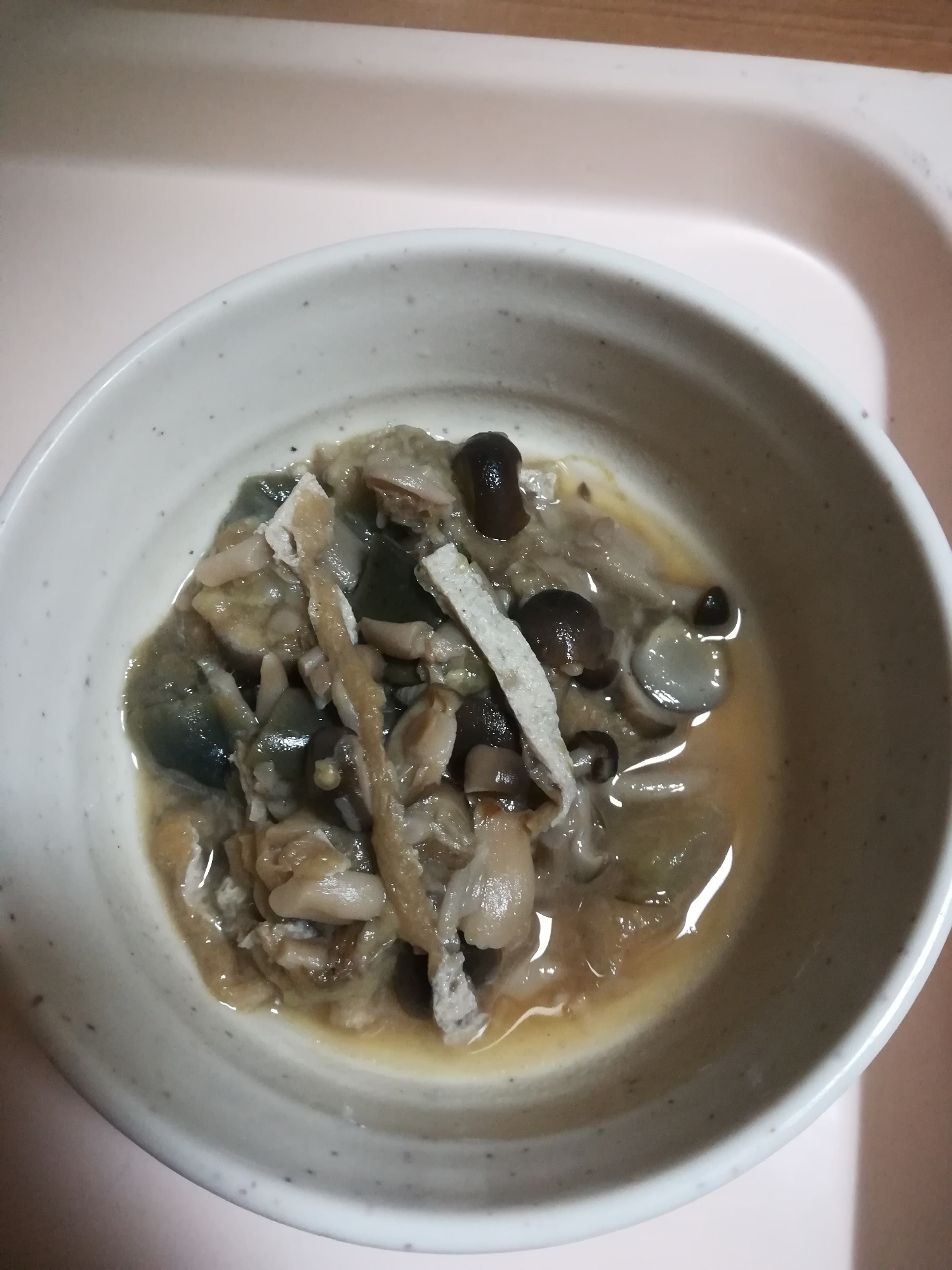 ナスと油揚げとしめじの油味噌炒め煮