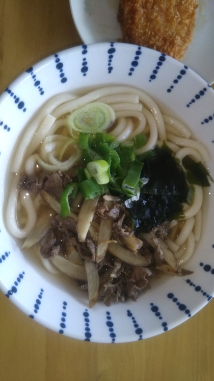 冷凍白ネギとわかめのうどん