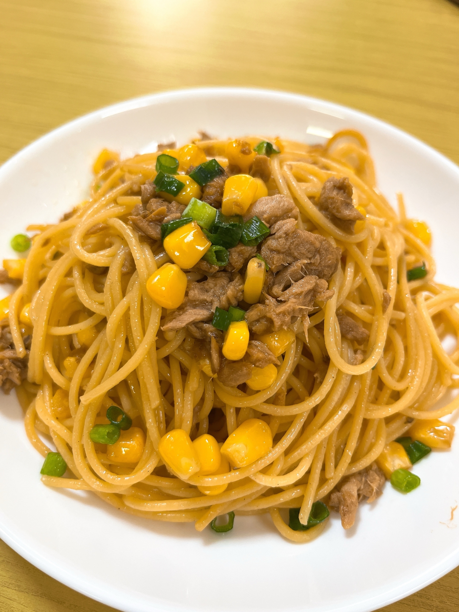 コーンとツナの和風スパゲッティ