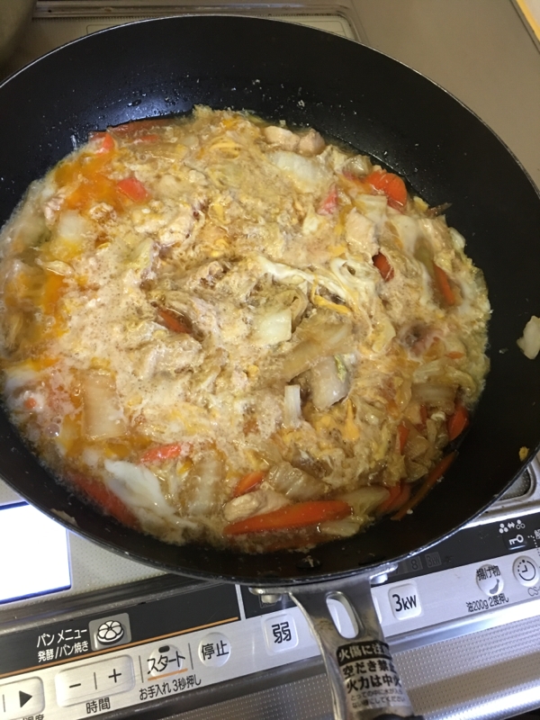 白菜と鶏胸肉で玉子とじ&親子丼