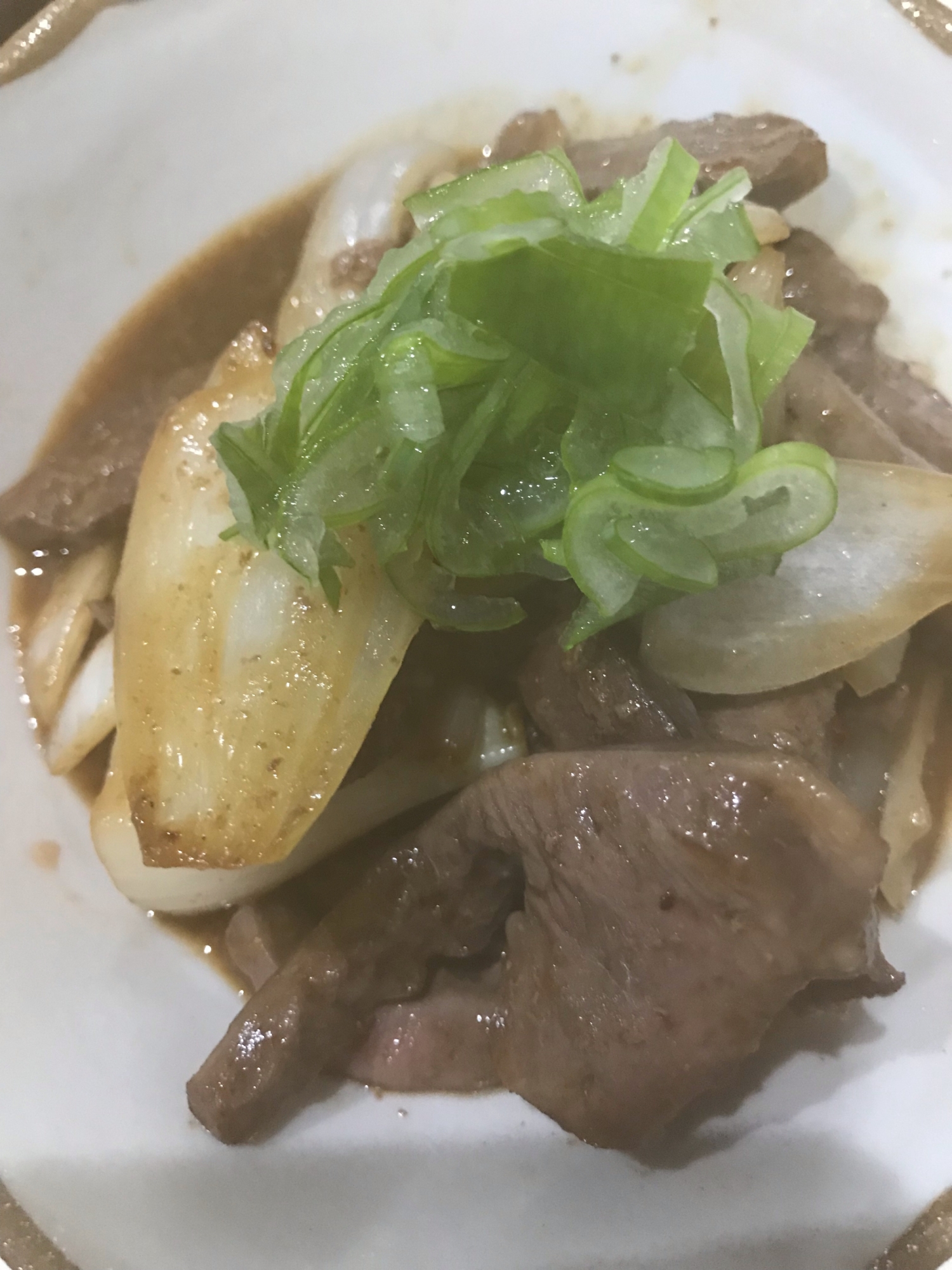 豚ハツの玉ねぎ炒め