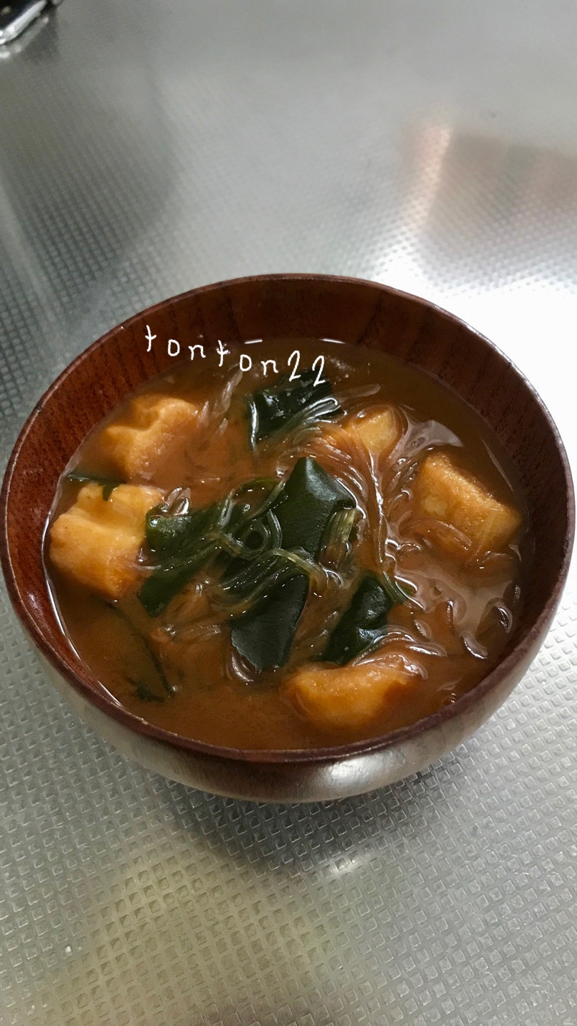 春雨とワカメと麩のお味噌汁