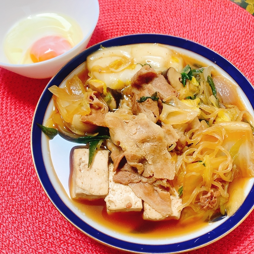 温玉につけて食べる♪すき焼き