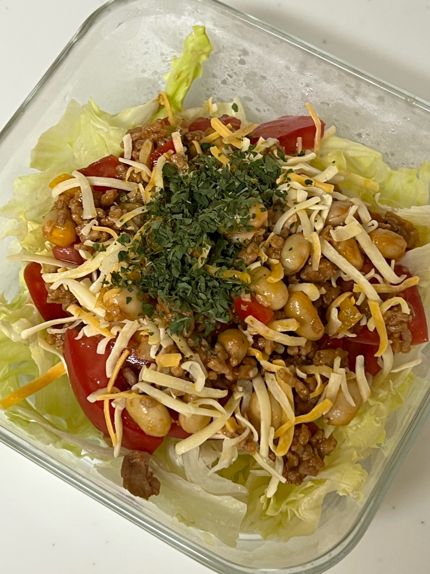 豚ひき肉と大豆のメキシカン風サラダ