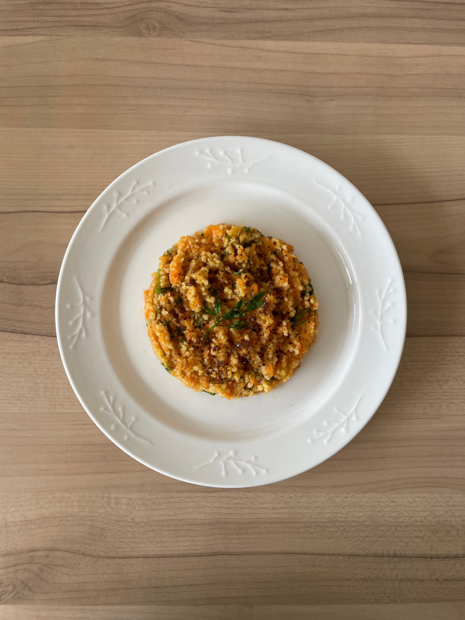 人参と有機ハリッサの有機コーンクスクス