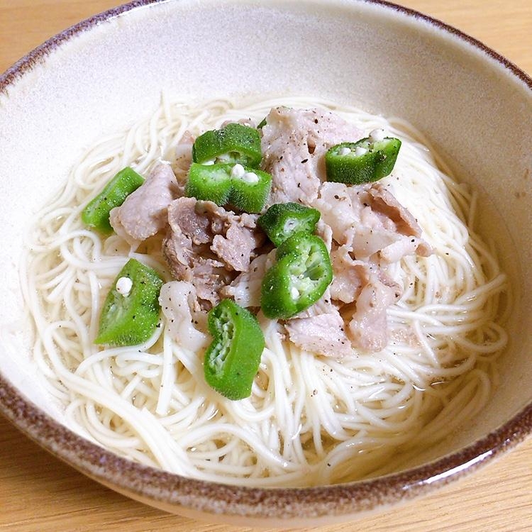 ぶっかけ豚ネギ塩そうめん★*。
