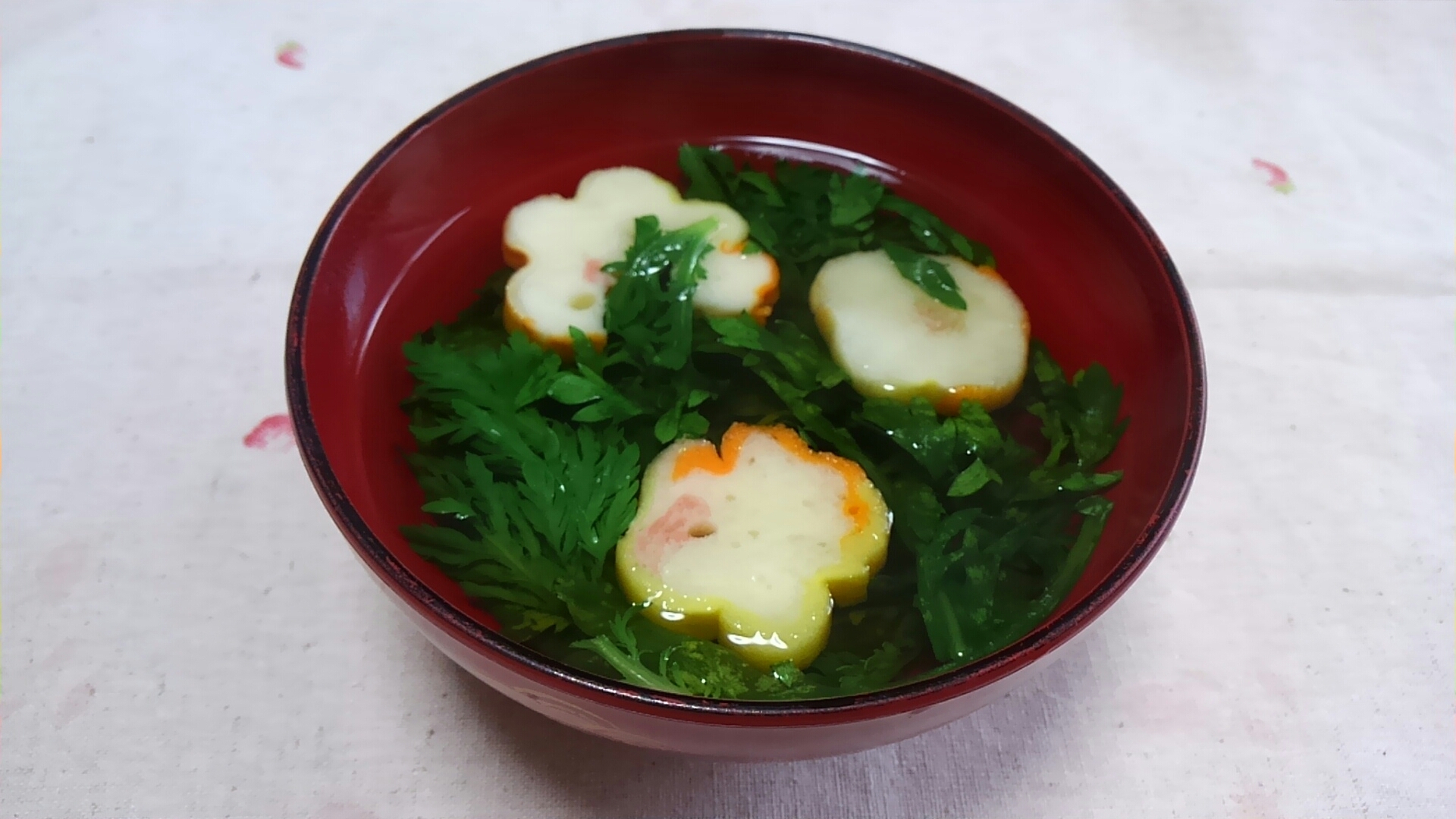 春菊と花麩のお吸い物☆