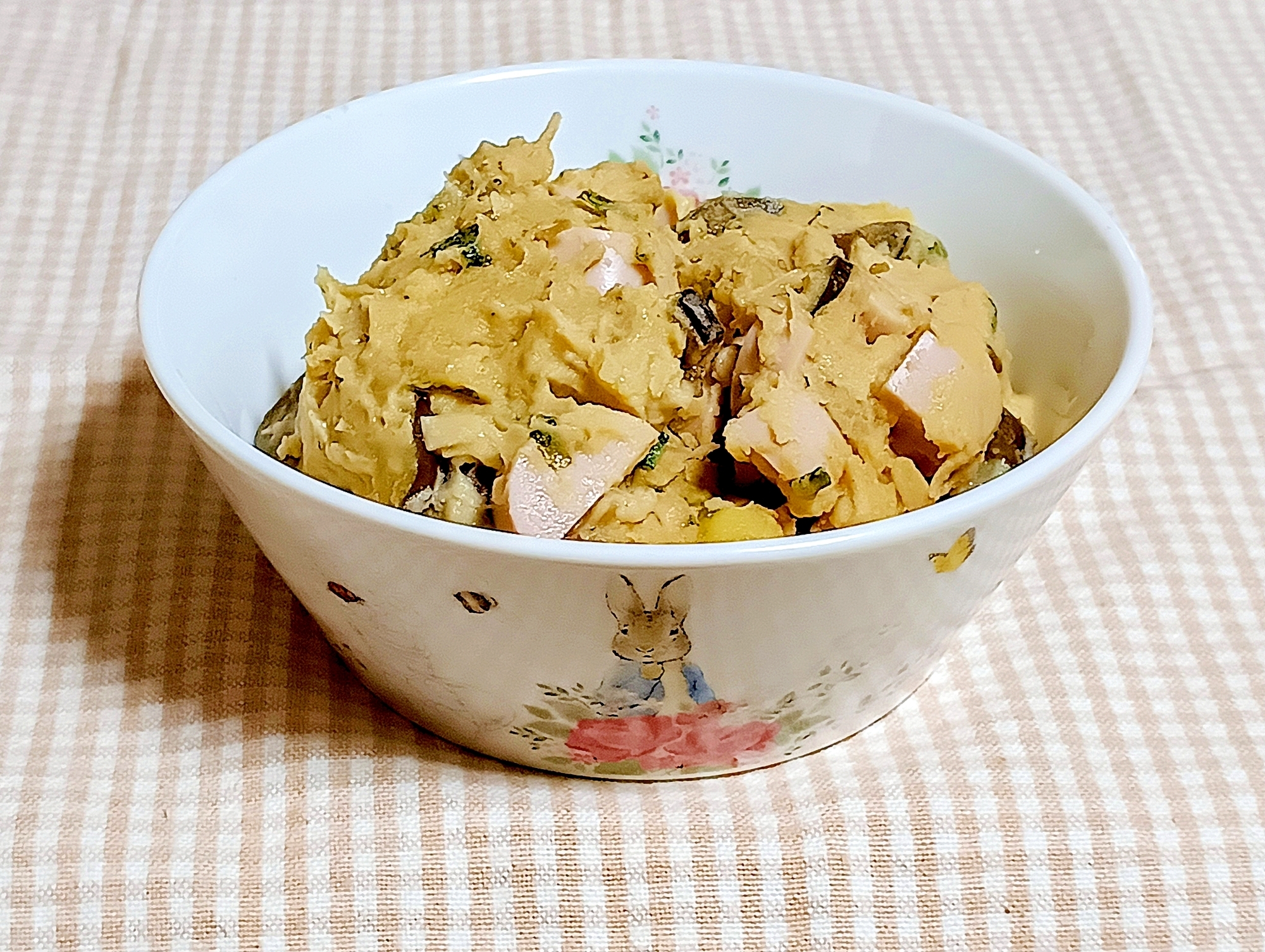 しじみの味噌汁で茄子とえのきのポテトサラダ