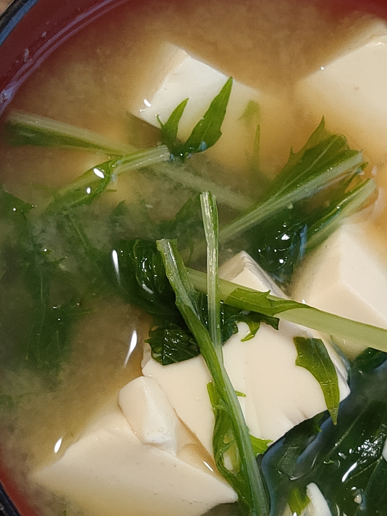 豆腐と水菜の味噌汁