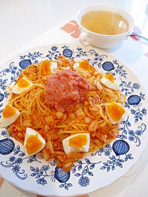 キムチ明太子パスタ♪