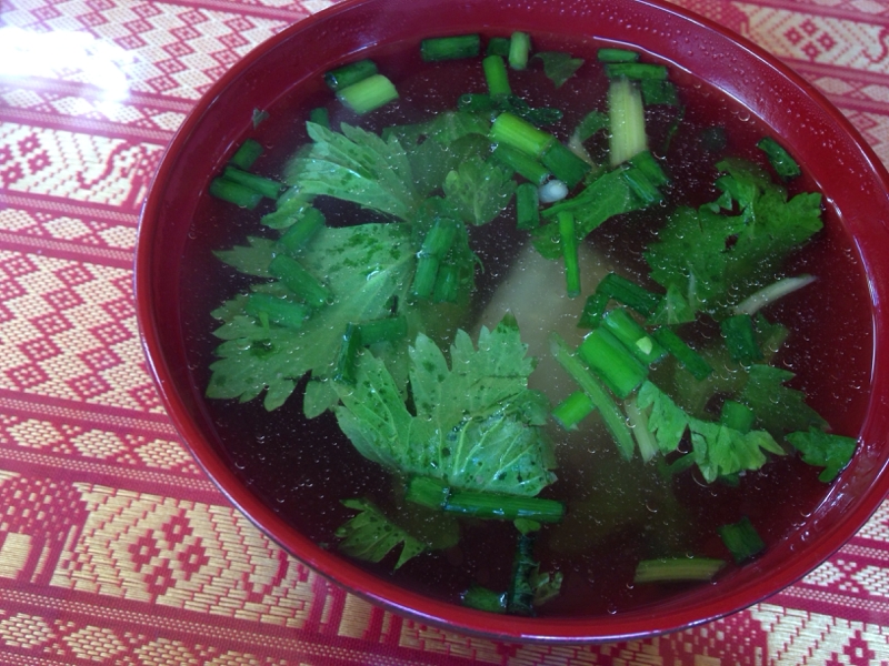 セロリの葉と大根のスープ