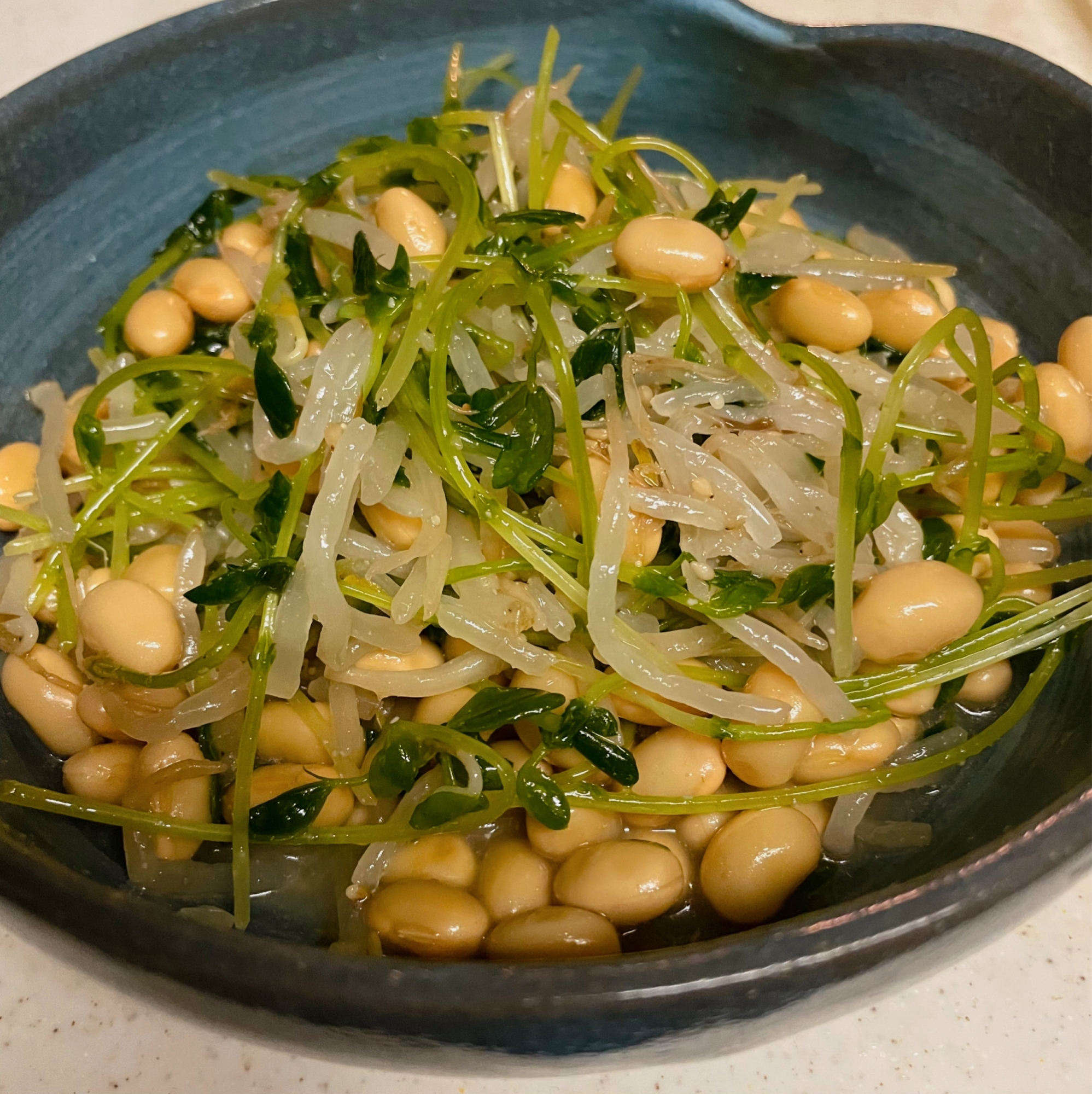レンジで簡単もやし豆苗大豆