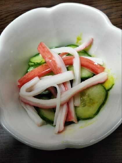 きゅうりとカニかまのからし酢あえ
