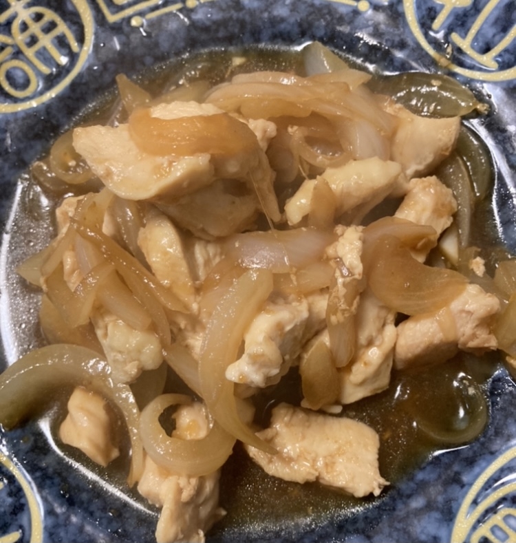 鶏むね肉と新玉ねぎの甘辛炒め