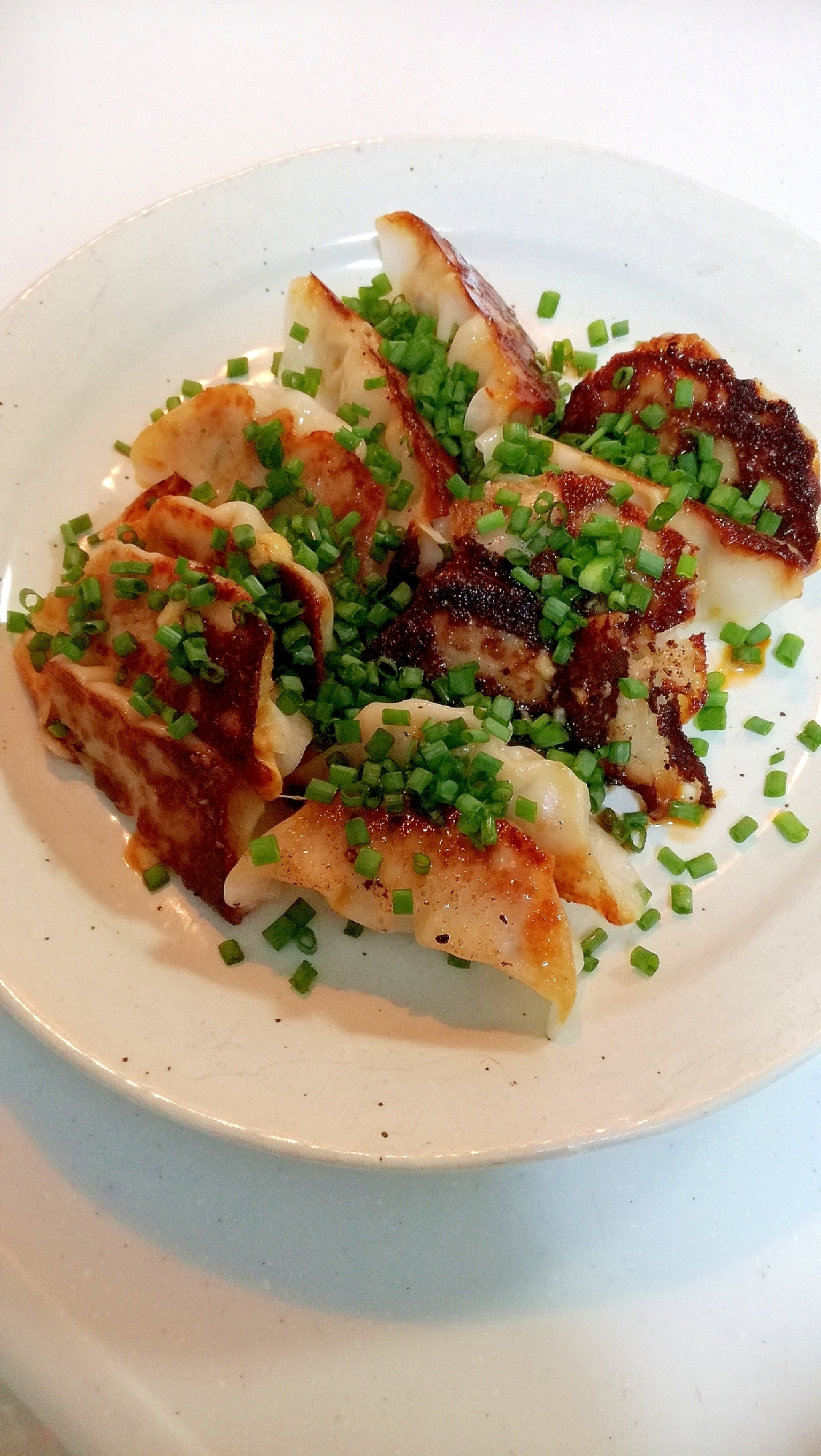 生姜香る　葱散らし焼き餃子