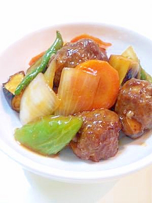 酢豚をアレンジ!肉団子の甘酢あんかけ!野菜たっぷり