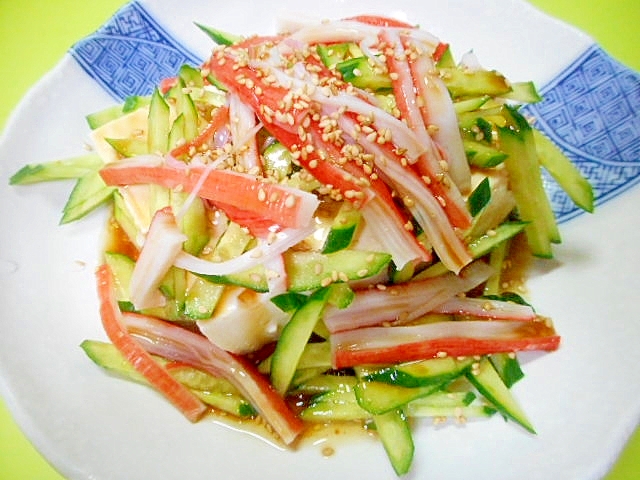 豆腐とカニカマきゅうりの中華風サラダ
