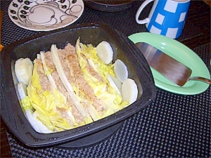 シリコーン調理器を使った白菜と豚ひき肉の蒸しもの