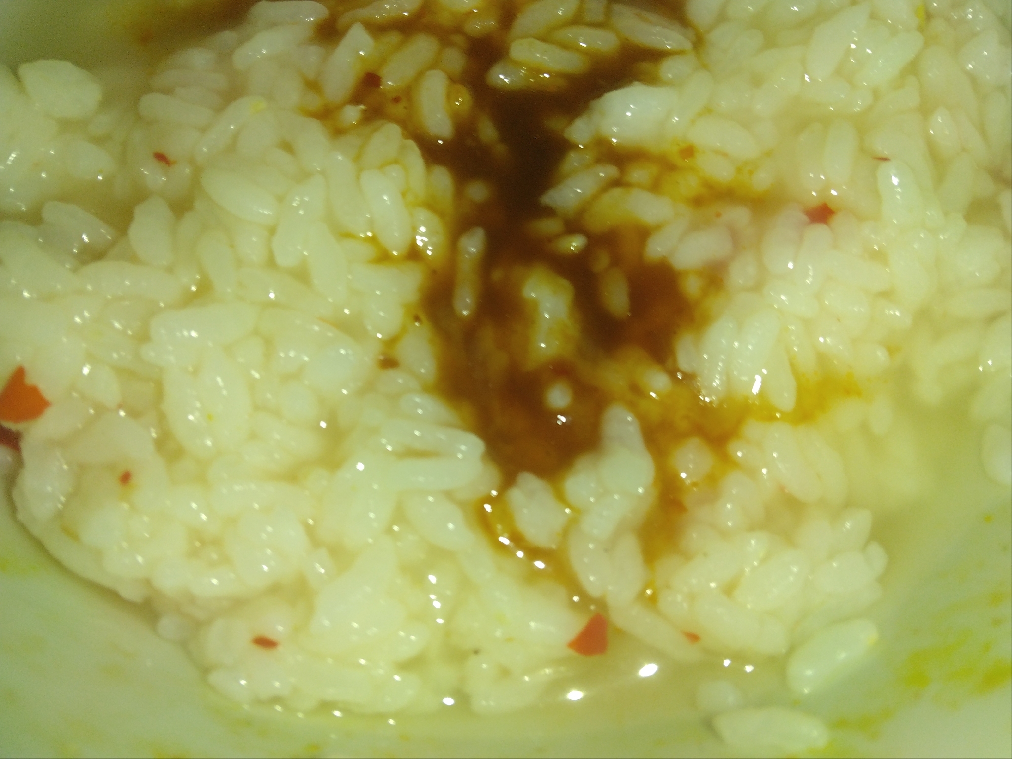 濃い口お醤油チリソース白米ご飯スープ