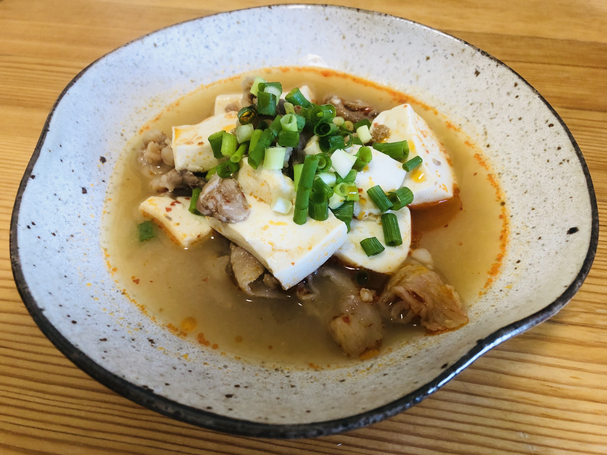 豚こまと豆腐のピリ辛煮