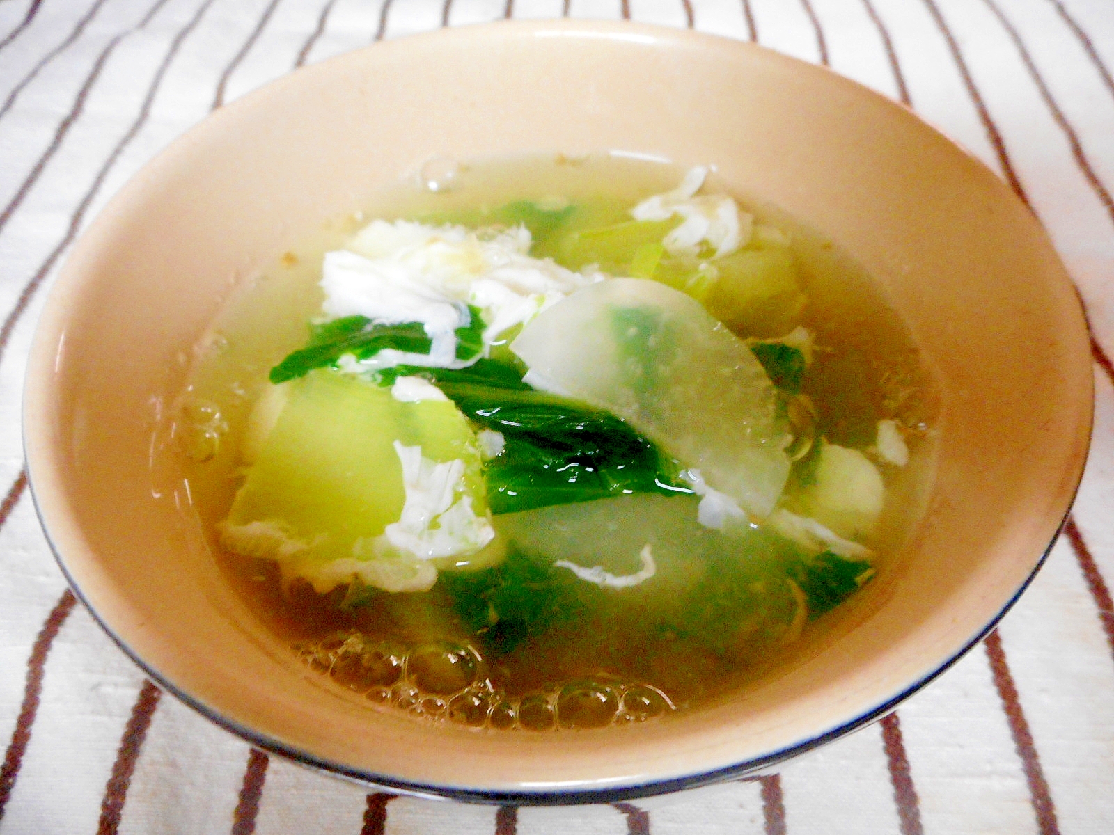 チンゲン菜と卵白のスープ