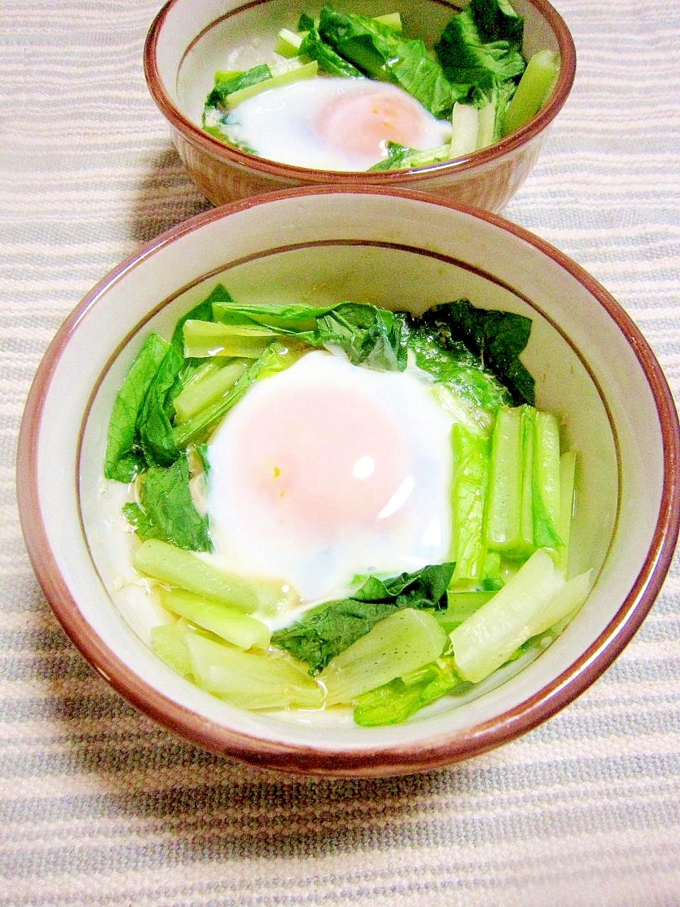 小松菜de巣ごもり卵【電子レンジで簡単！】