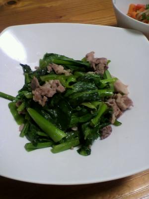 小松菜と豚の塩焼