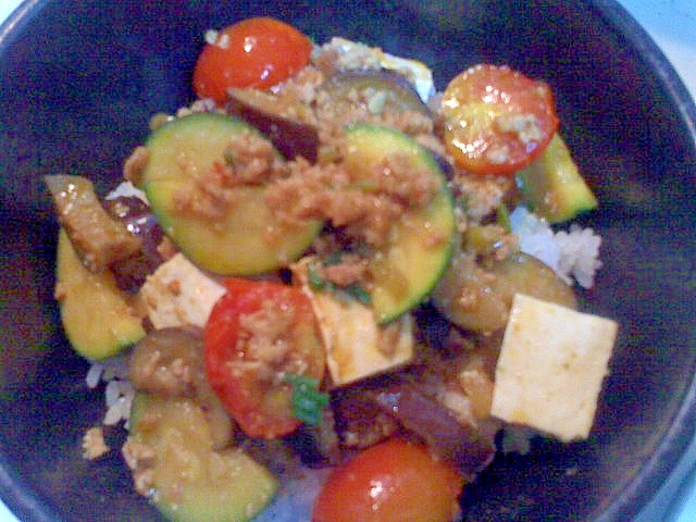 夏野菜のカレー麻婆豆腐
