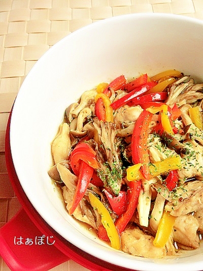 クイックボウルで簡単 チキンときのこの蒸しもの レシピ 作り方 By はぁぽじ 楽天レシピ