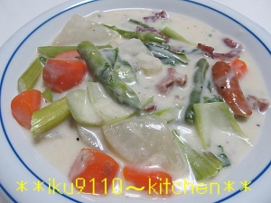 ウインナーやハムとタップリ野菜のホワイトシチュー レシピ 作り方 By イク9110 楽天レシピ