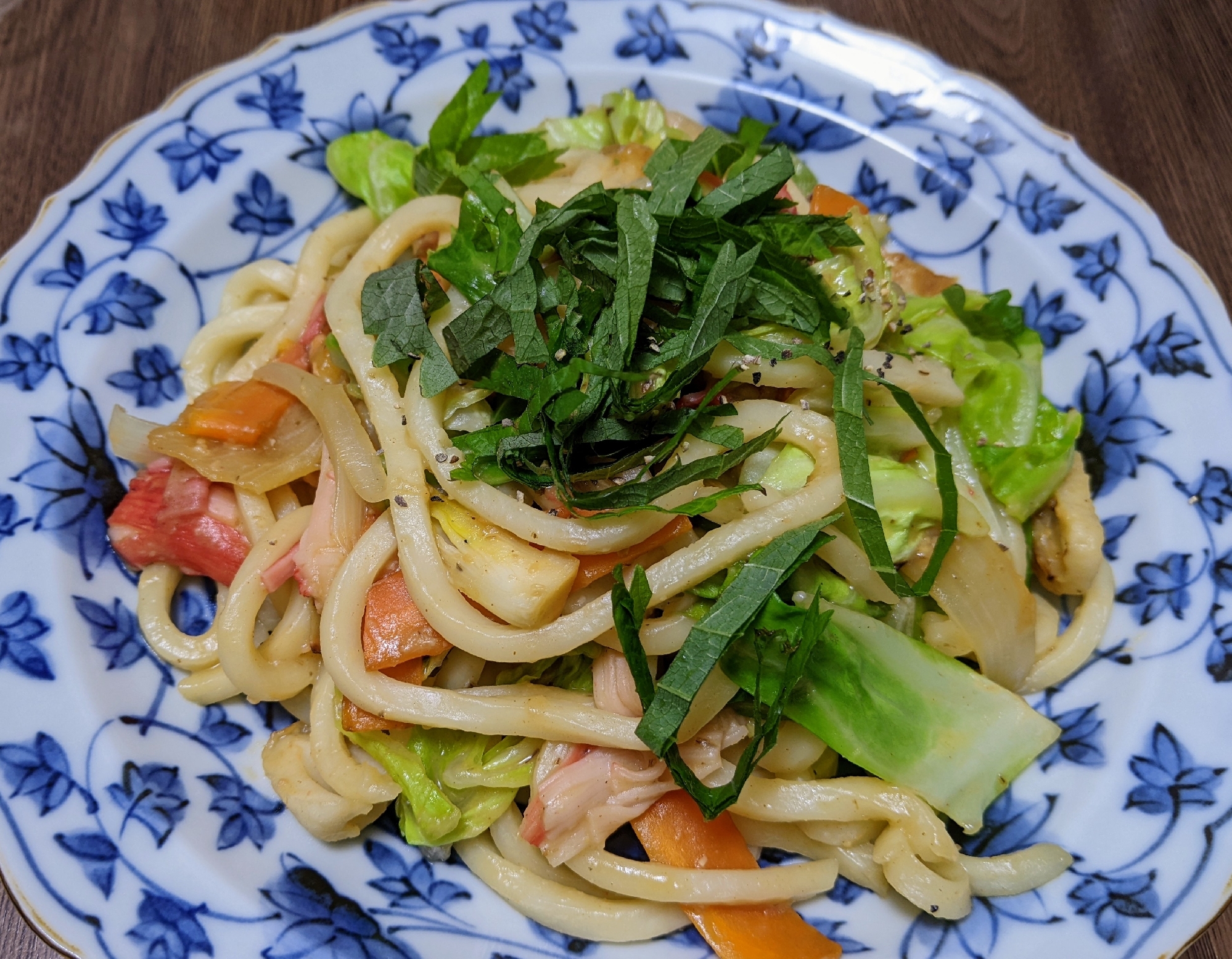 焼きうどん〜鮭のちゃんちゃん焼風味
