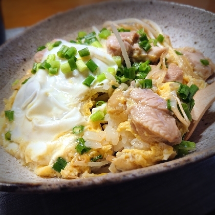 残っていたもやしも活用できて
良かったです♪
久々の親子丼！美味しく御馳走様です☆