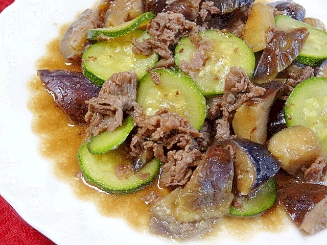 夏料理 ナスとズッキーニ牛肉炒め煮 レシピ 作り方 By Startrek 楽天レシピ