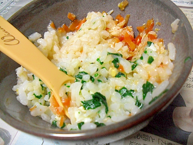 離乳食　ほうれん草コーンごはん