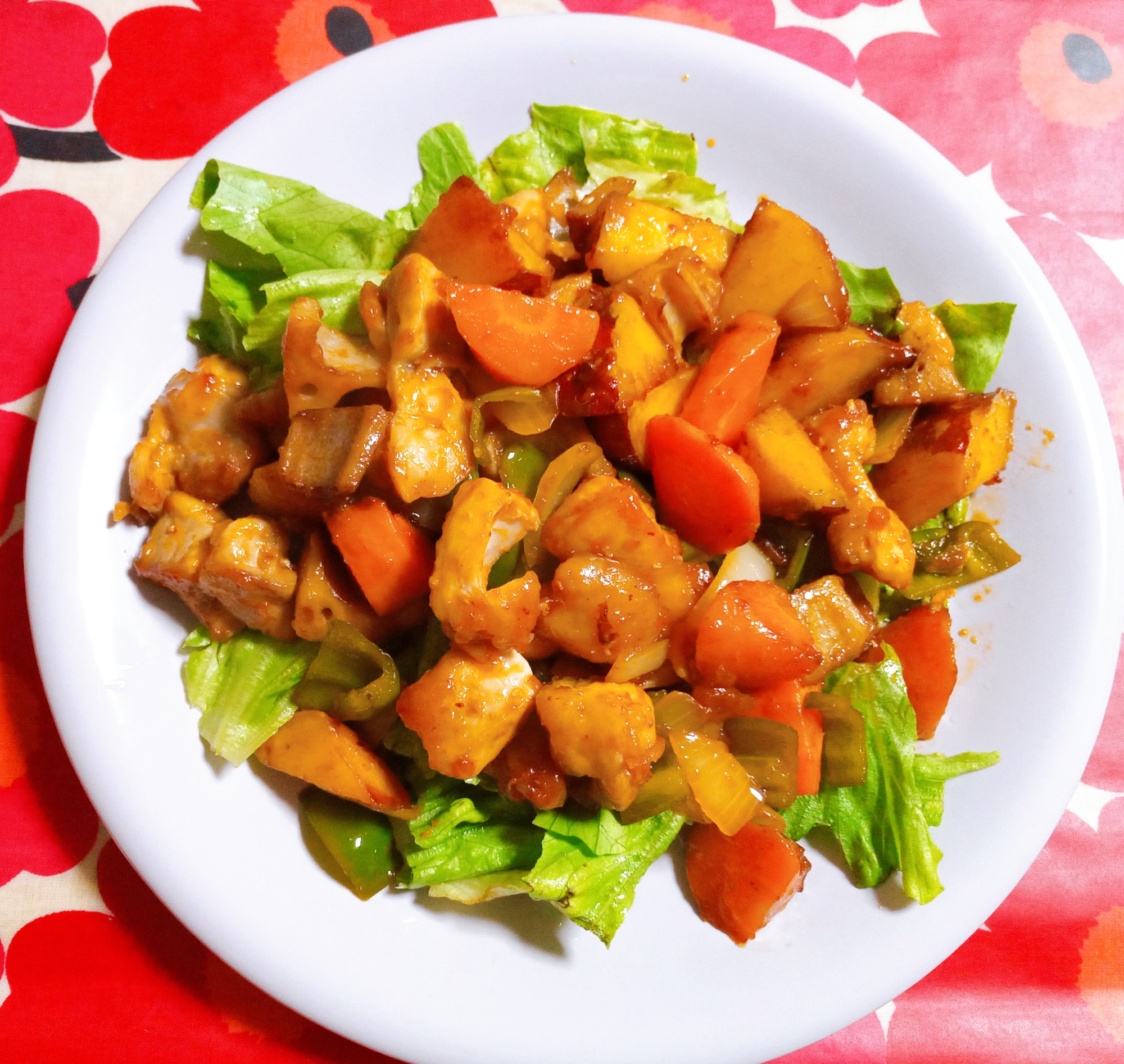 鶏肉と根菜のさっぱり炒め