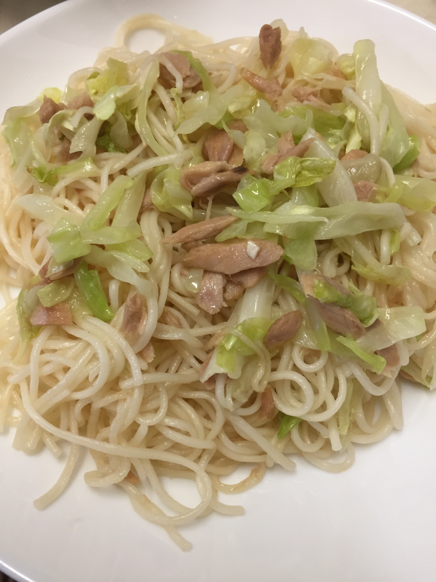 ツナとキャベツのそうめんチャンプルー