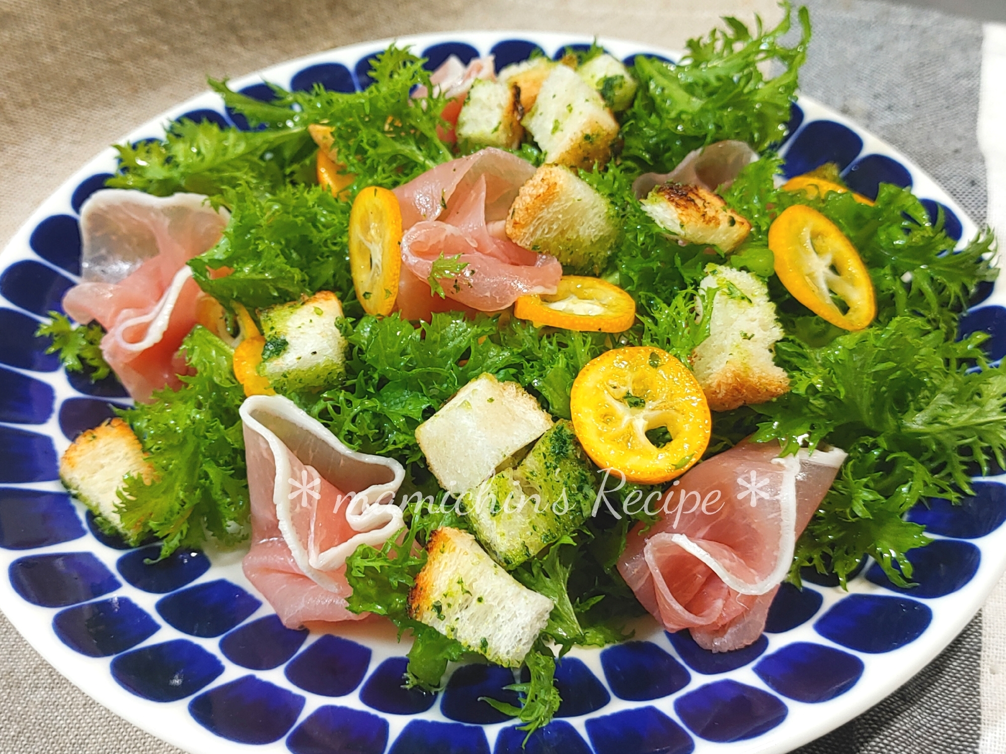 金柑*わさび菜*生ハムSalad