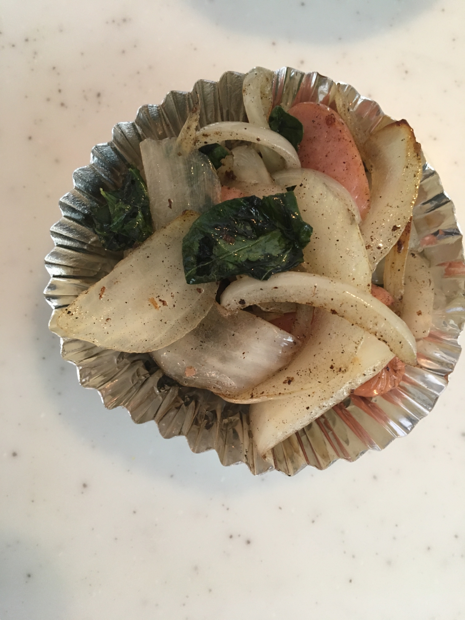 魚肉ソと玉葱とみそめチヂミ菜の炒め物(^○^)