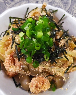 焼きたらこしめじ醤油うどん