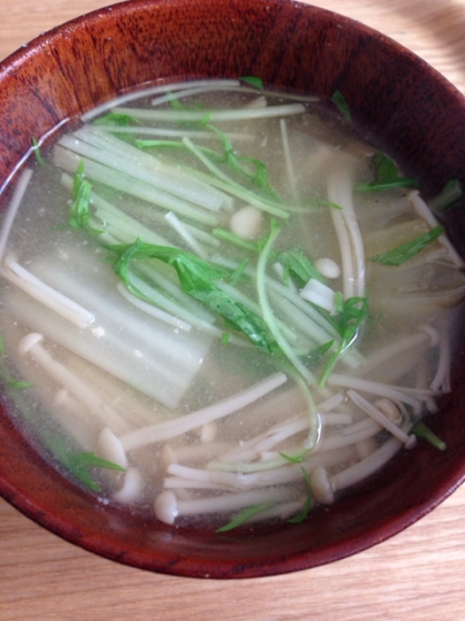 白菜エノキ水菜のお味噌汁