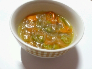 オクラと春雨の中華スープ