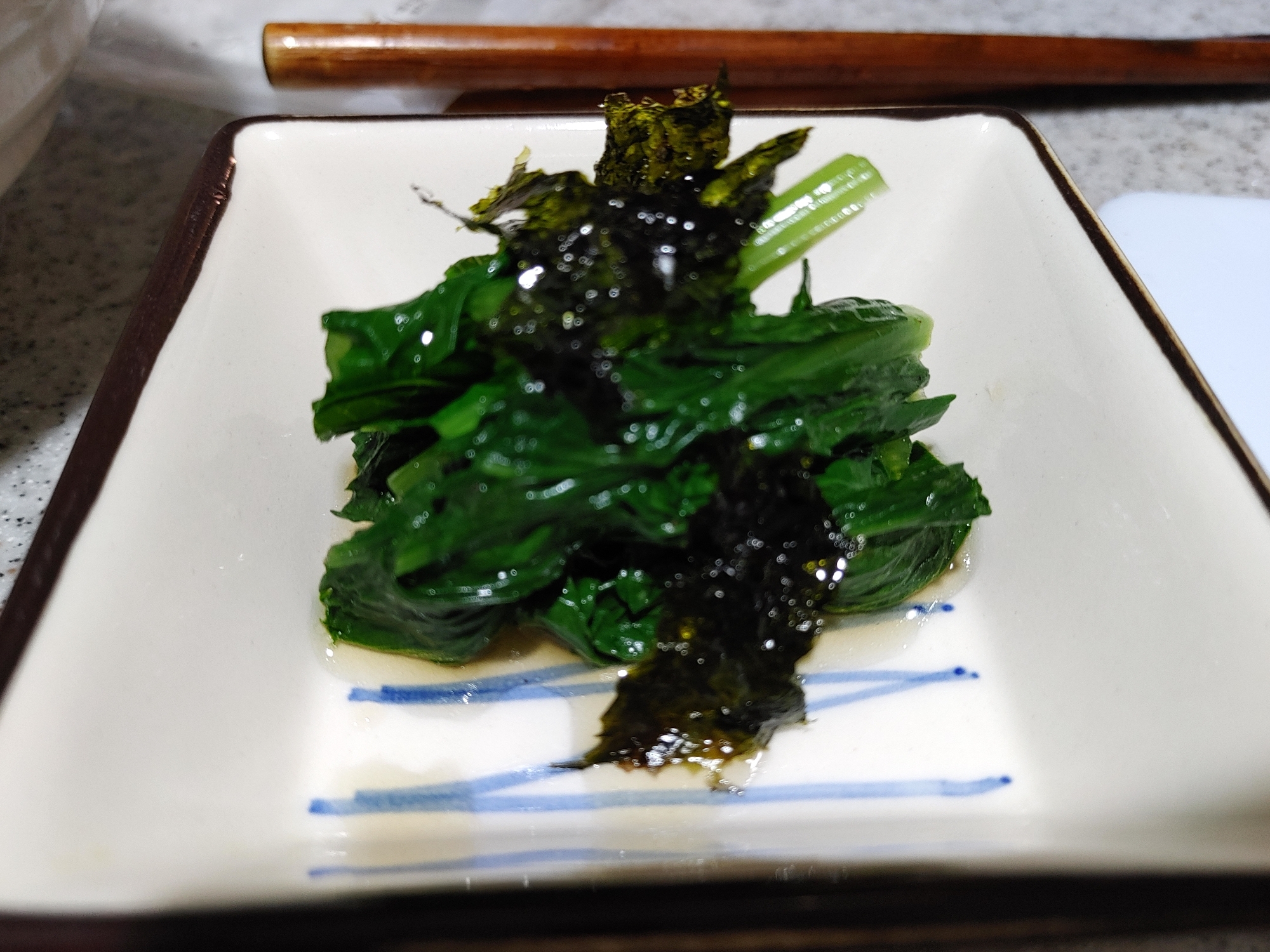 小松菜のお浸し(韓国海苔のせ)