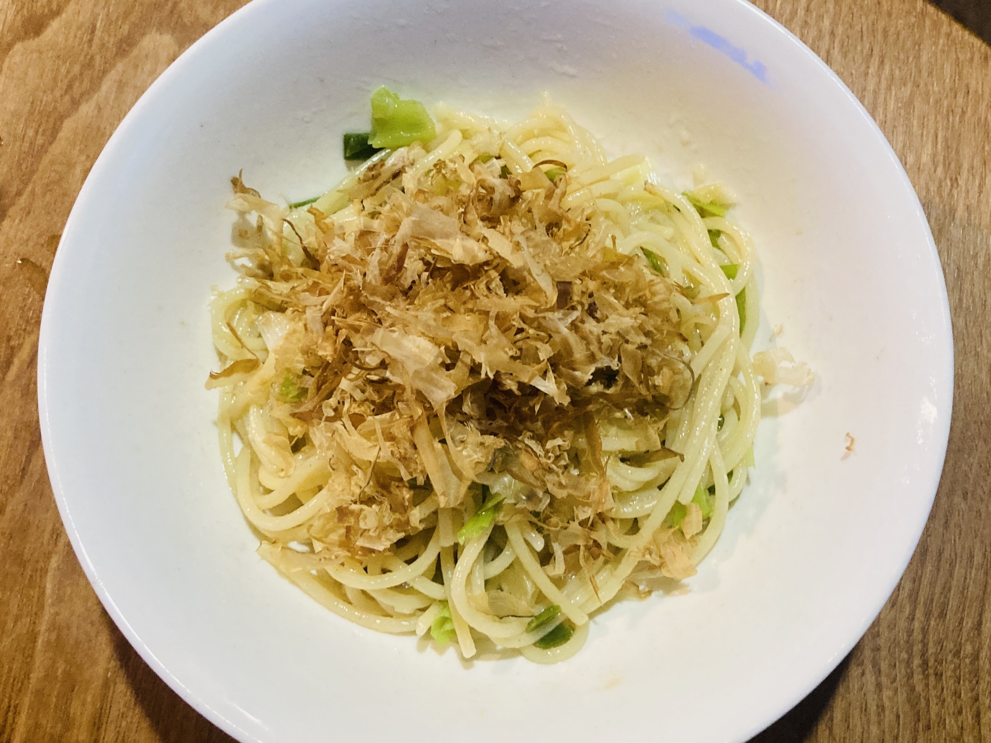 鰹節たっぷり和風ペペロンチーノ
