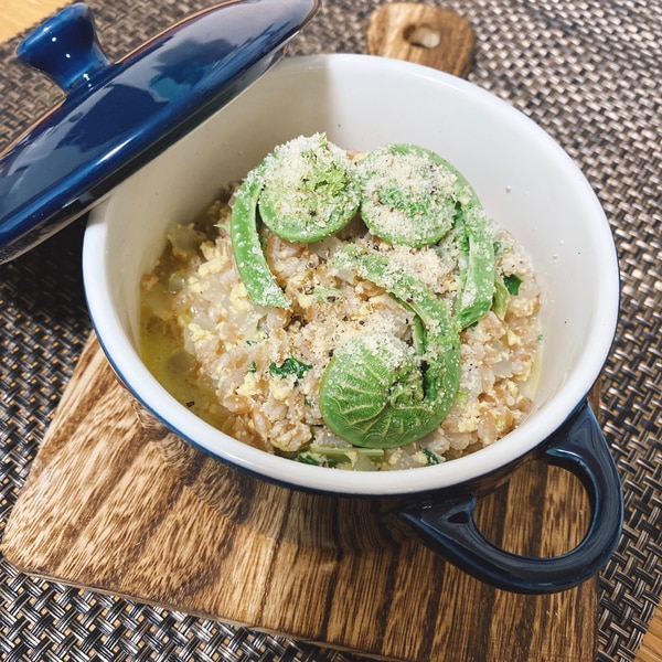 スペルト小麦とコゴミの卵リゾット レシピ 作り方 By 滋賀のおうち料理人 楽天レシピ スペルト小麦とコゴミの卵リゾット レシピ 作り方 By 滋賀のおうち料理人 楽天レシピ