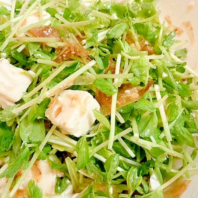 <火を使わない>混ぜるだけ!豆苗と豆腐の和風サラダ